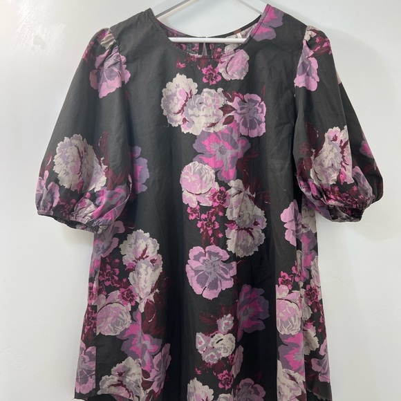 Free People Maye Black and Pink Floral tunic Mini Dress sz L - Picture 4 of 9